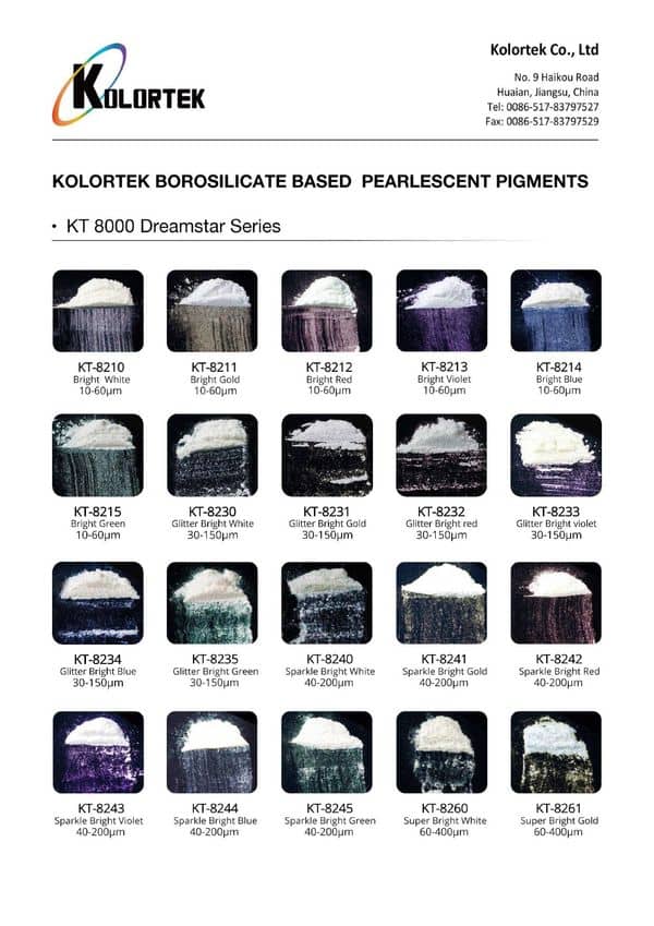 Перламутровые пигменты на основе боросиликатного стекла Kolortek