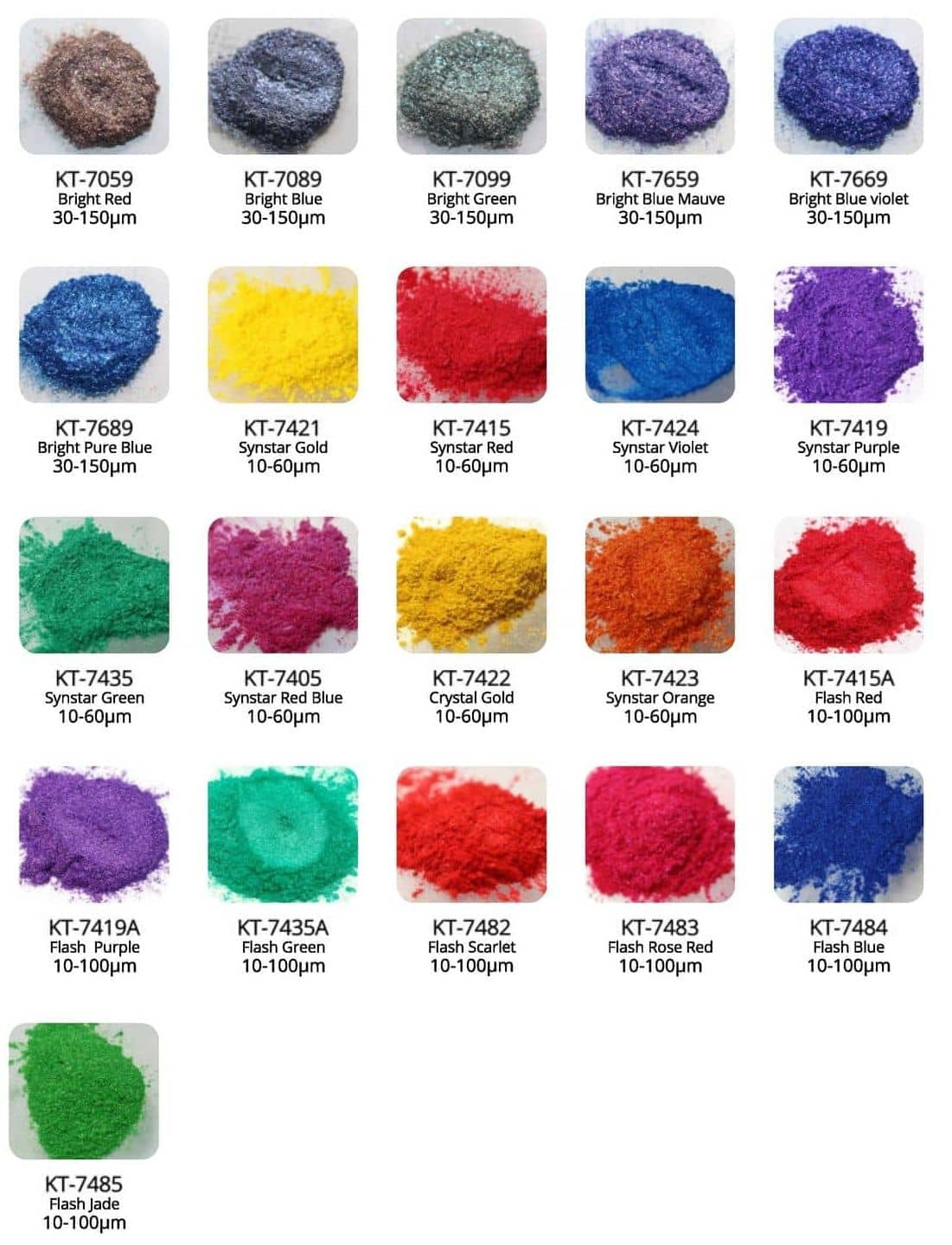 Synthetic mica pigment multicolor series